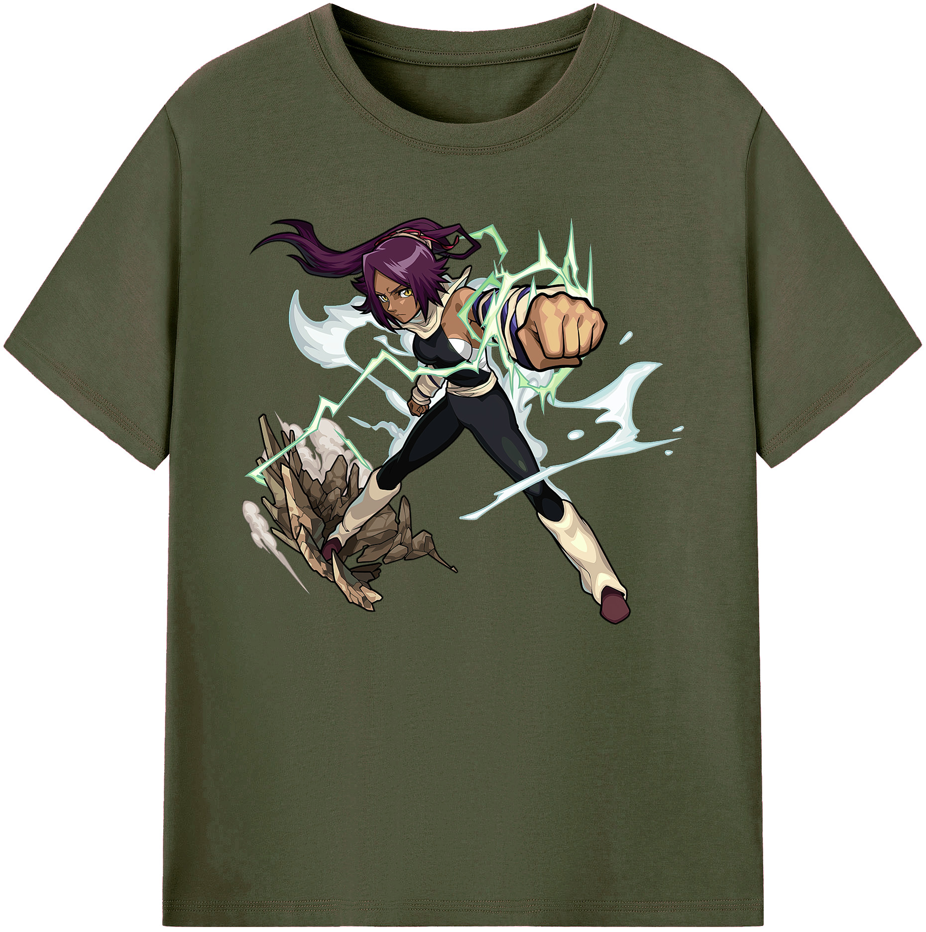 （画像用） ブリーチ 四楓院 夜一（しほういん よるいち） BLEACH Shihouin Yoruichi 綿100％ メンズ半袖Tシャツ｜肌触りやわらか＆通気性